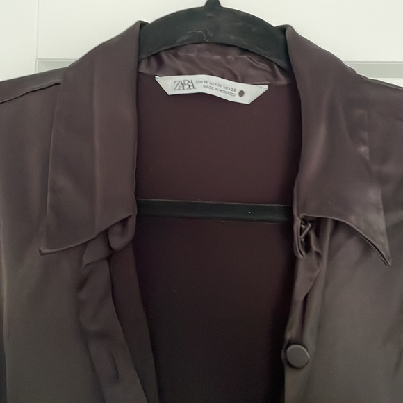 Zara Classic Black Satin Tight Shirt Dress - Picture 8 of 8